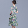 时尚不对称鱼尾裙，中长款印花连衣裙QYM-KED-6459-Y 商品缩略图2