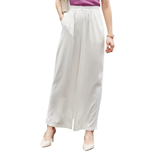 欧芮儿高腰显瘦白色休闲裤女2021新款夏季垂感直筒宽松阔腿长裤子 商品图3