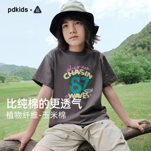 【比纯棉更透气 柔软玉米棉】儿童彩色字母印花T恤 PXT2430 商品图0