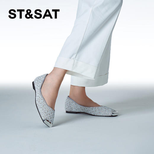 星期六优雅金属方头闪钻平底鞋SSD1111280 商品图7