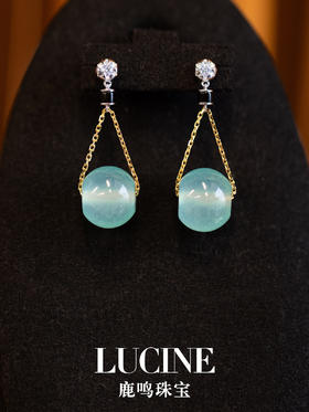 鹿鸣精品珠宝｜悬春雨天青冻耳环
