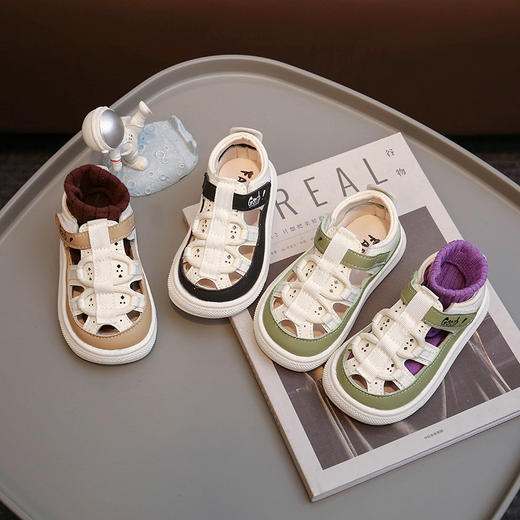 【舒适透气防滑，宝宝时尚休闲凉鞋~】女童凉鞋 宝宝鞋 包头学步鞋 夏季新款休闲韩版学生鞋 魔术贴儿童鞋子-QQ 商品图3
