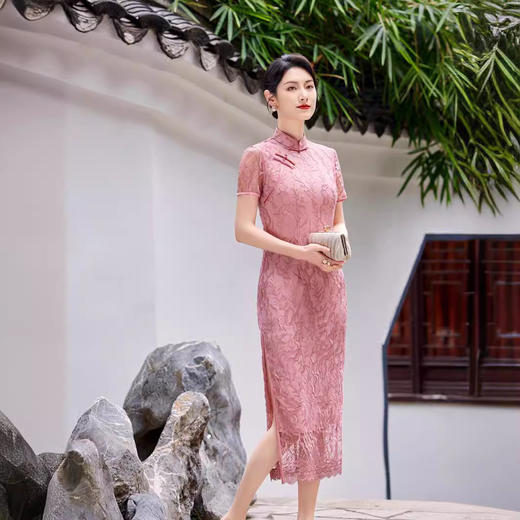 新中式国风改良日常旗袍连衣裙，夏款立体绣花蕾丝长裙高级XS-K666 商品图2