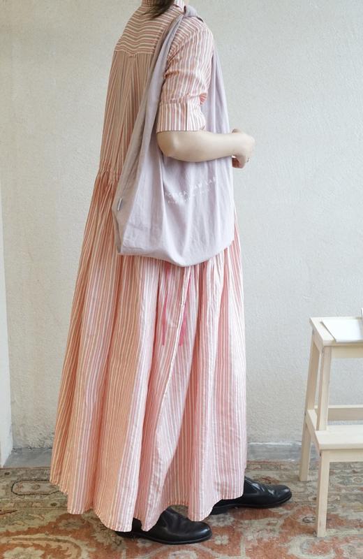 MAKU textiles｜真丝条纹衬衫领连衣裙 商品图1