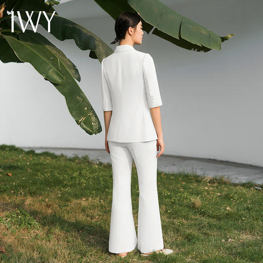 IWY/宽松休闲米白色西装套装七分袖宽松通勤商务高级女神职场西服C13510+P33510米白色 商品图3