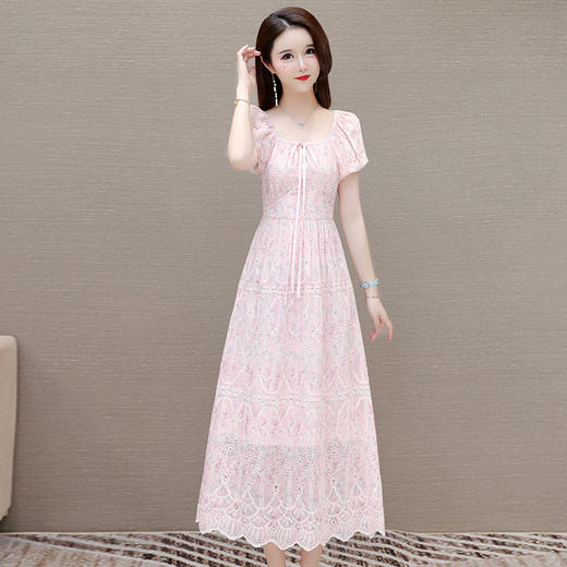 U字领泡泡袖，时尚小清新A字裙QYM-OMS-ZXA4169-L 商品图1