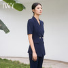 IWY/时尚藏青色西服套装宽松西装七分袖显瘦时尚高级版职业装裤装C13513+P33513藏青色 商品缩略图2