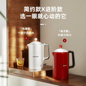 大宇（DAEWOO）复古电热水壶 恒温水壶家用电烧水壶热水壶 保温调温泡奶不锈钢1.5L大容量送礼EK01白色电子款 商品图3