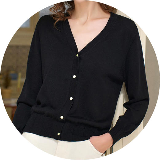 秋香色、漆黑色针织衫HJ1EA06 商品图4