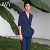 IWY/宽松休闲西装套装藏青色七分袖宽松通勤商务高级职场西服外套C13510+P33510藏青色 商品缩略图4