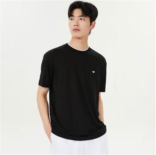 ARMANI 阿玛尼 春夏新品 男士LOGO字母印花休闲圆领短袖T恤 520礼物 黑色 3D1T73 1JPZZ 0060 XXL 商品图1