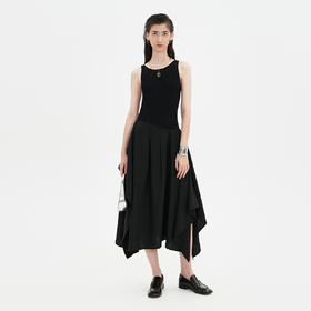 SELFWHO黑色针织背心连衣裙女2024新款夏季设计感小个子无袖裙子