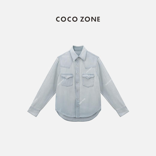COCO ZONE “海伦衬衫”休闲翻领单排扣衬衫百搭长袖上衣CC1B1241 商品图0