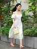 AVANN赫本美学大V领收腰茶歇连衣裙514 商品缩略图0