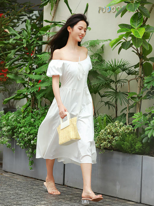 AVANN赫本美学大V领收腰茶歇连衣裙514 商品图0