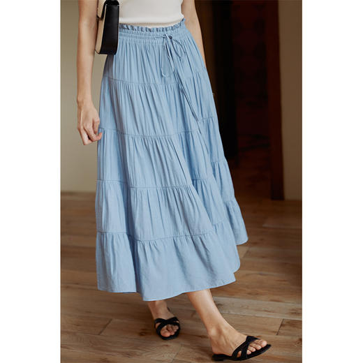 HeyDress花边半身裙女夏季法式高腰宽松A字半裙优雅浪漫感裙子 商品图1