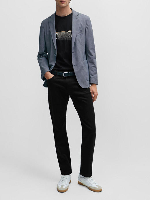 老板 男士2024夏季新款 三色叠影LOGO印花 丝光棉圆领短袖T恤 Z-11685 商品图2