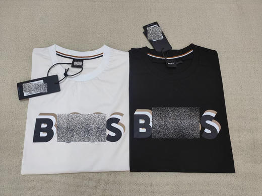 老板 男士2024夏季新款 三色叠影LOGO印花 丝光棉圆领短袖T恤 Z-11685 商品图10