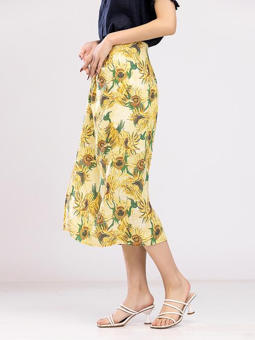 XIAOYU|亚麻花色叠褶半裙242QZ057 商品图2