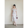 HeyDress荷叶领印花连衣裙女夏季法式U领修身弹力网纱浪漫裙子 商品缩略图3