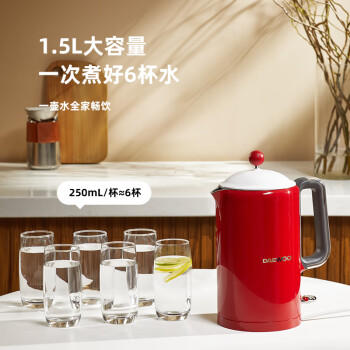 大宇（DAEWOO）复古电热水壶 恒温水壶家用电烧水壶热水壶 保温调温泡奶不锈钢1.5L大容量送礼EK01白色电子款 商品图2