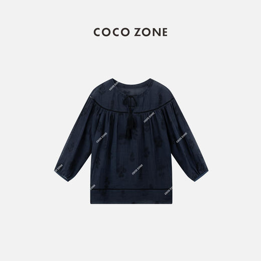 COCO ZONE 夏季圆领系带衬衫轻薄透气长袖上衣CC1B1256 商品图0