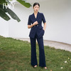 IWY/时尚藏青色西服套装宽松西装七分袖显瘦时尚高级版职业装裤装C13513+P33513藏青色 商品缩略图0
