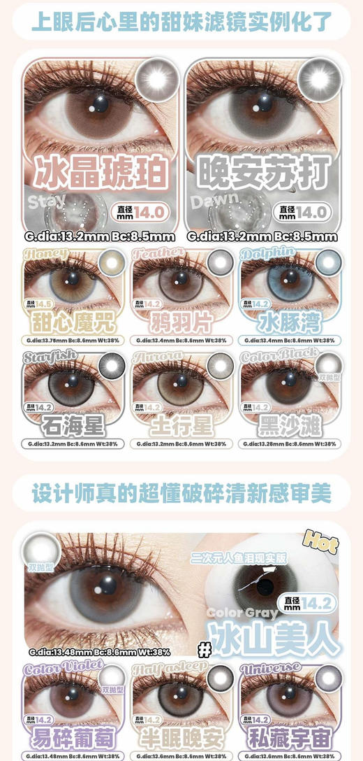 lemoncon半年抛上新款啦！全色板上头真的太好看啦；就是你们夏天的调色盘～活动88/2副 108/3副 送护理液+伴侣盒 商品图1