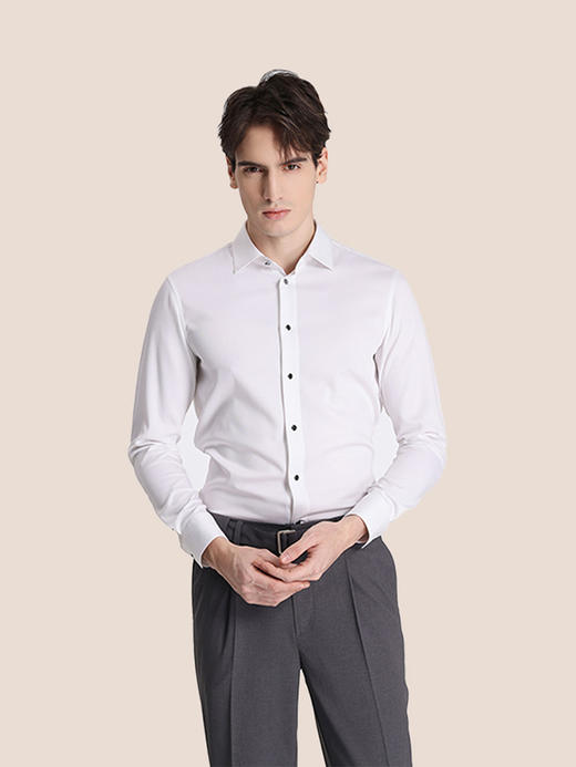 callisto白色桑蚕丝混纺长袖衬衫 STSTL003C 商品图0