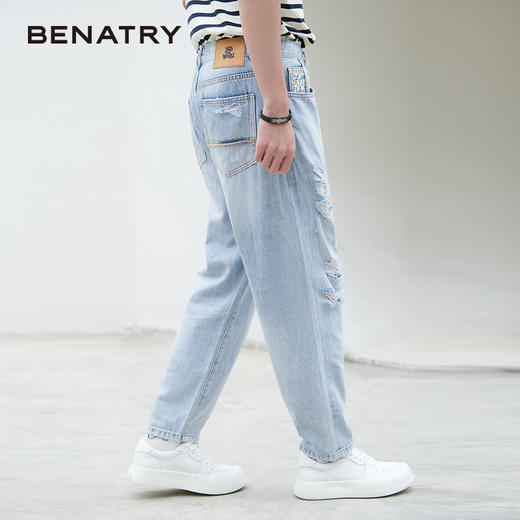 贝纳川新款男士时尚宽松直筒帅气牛仔裤长裤ECK230002077 商品图3