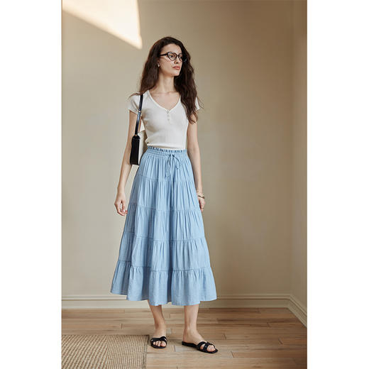 【合作款】HeyDress  三粒扣坑条针织T恤 商品图2