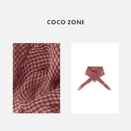 COCO ZONE2024时尚复古格子小方巾简约百搭撞色小丝巾CC2B0782 商品图1