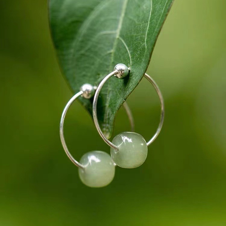 敦煌【青绿纯银耳扣】创意中国风复古耳饰耳环耳钉首饰 气质典雅小众设计高级耳饰 送女友