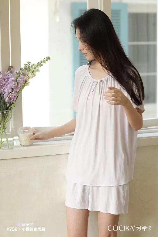【YW】无忧购夏日温柔小清新宽松舒适人棉小蝴蝶结家居服套装750 商品图10
