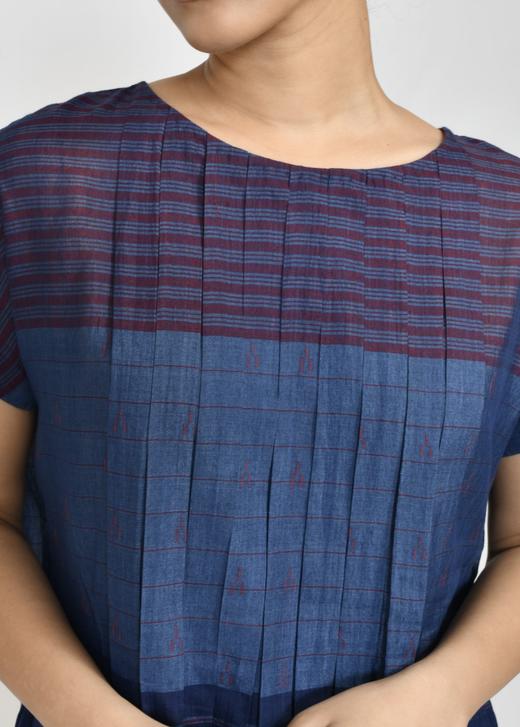 MAKU textiles｜丝棉箱褶条纹连衣裙(配腰带) 商品图6