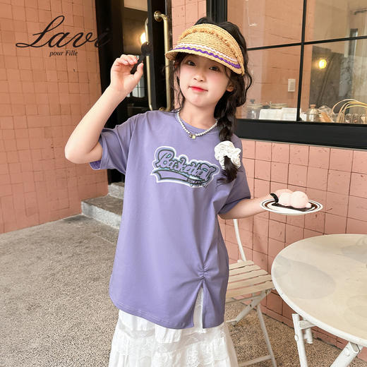 【清仓捡漏】【130-140】【LAVI】女童短袖T恤夏季中大童纯色t恤宽松 商品图2