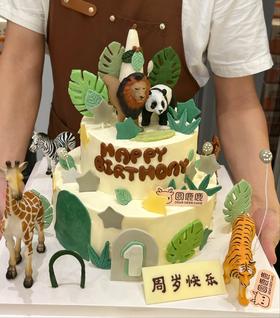 森林动物主题 翻糖双层定制款