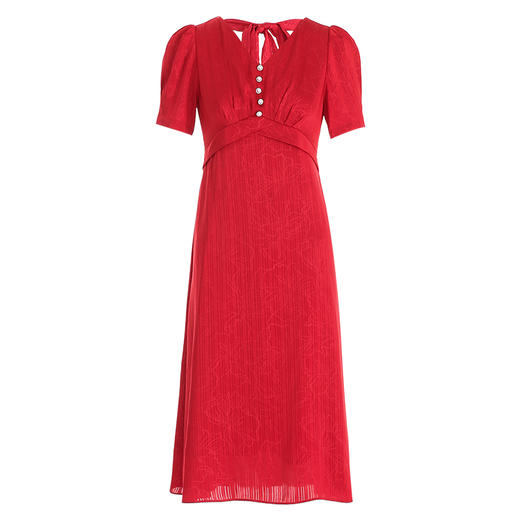 EITIE爱特爱夏季新款气质V领蝴蝶结镂空收腰显瘦连衣裙B2407356 商品图5