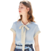 欧芮儿2019新款女装夏装系带蝴蝶结衬衫女宽松上衣女很仙的衬衣 商品缩略图3