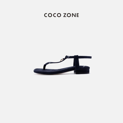 COCO ZONE 夏季复古夹趾凉鞋百搭一字带休闲凉拖CC2B0936 商品图0