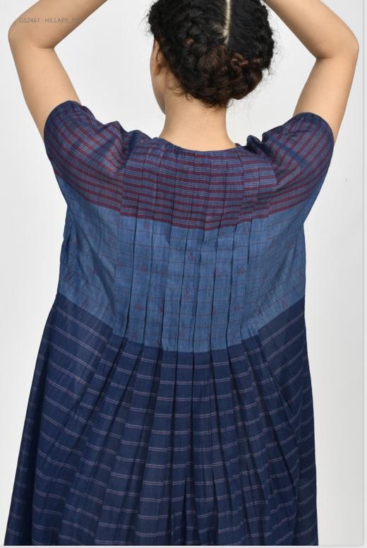 MAKU textiles｜丝棉箱褶条纹连衣裙(配腰带) 商品图3