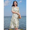 【五折购】熙世界2025夏薄荷曼波度假风天丝连衣裙女宽松休闲圆领印花裙子 商品缩略图0