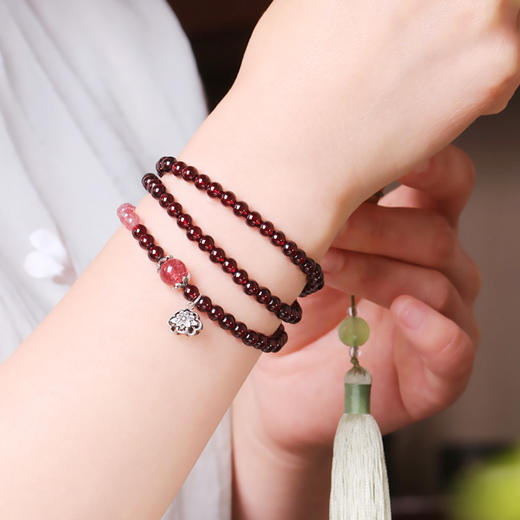 酒红石榴石三圈手链 颗颗精选 匠心品质 商品图2