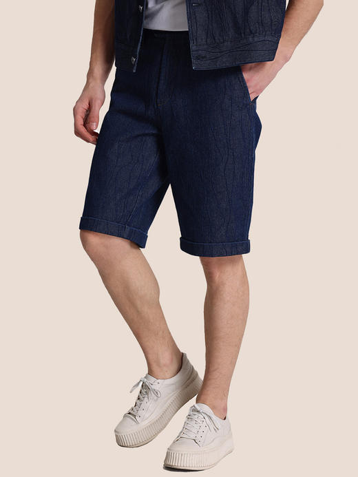 callisto深蓝全棉水洗牛仔短裤 STSPW001C 商品图1