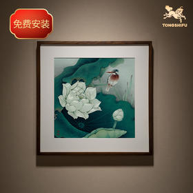铜师傅 手工錾刻 铜雕画《翠栖白荷》客厅玄关画沙发背景墙装饰画