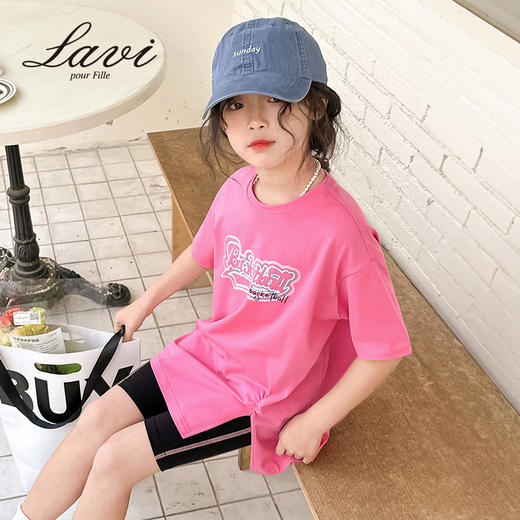 【清仓捡漏】【130-140】【LAVI】女童短袖T恤夏季中大童纯色t恤宽松 商品图8
