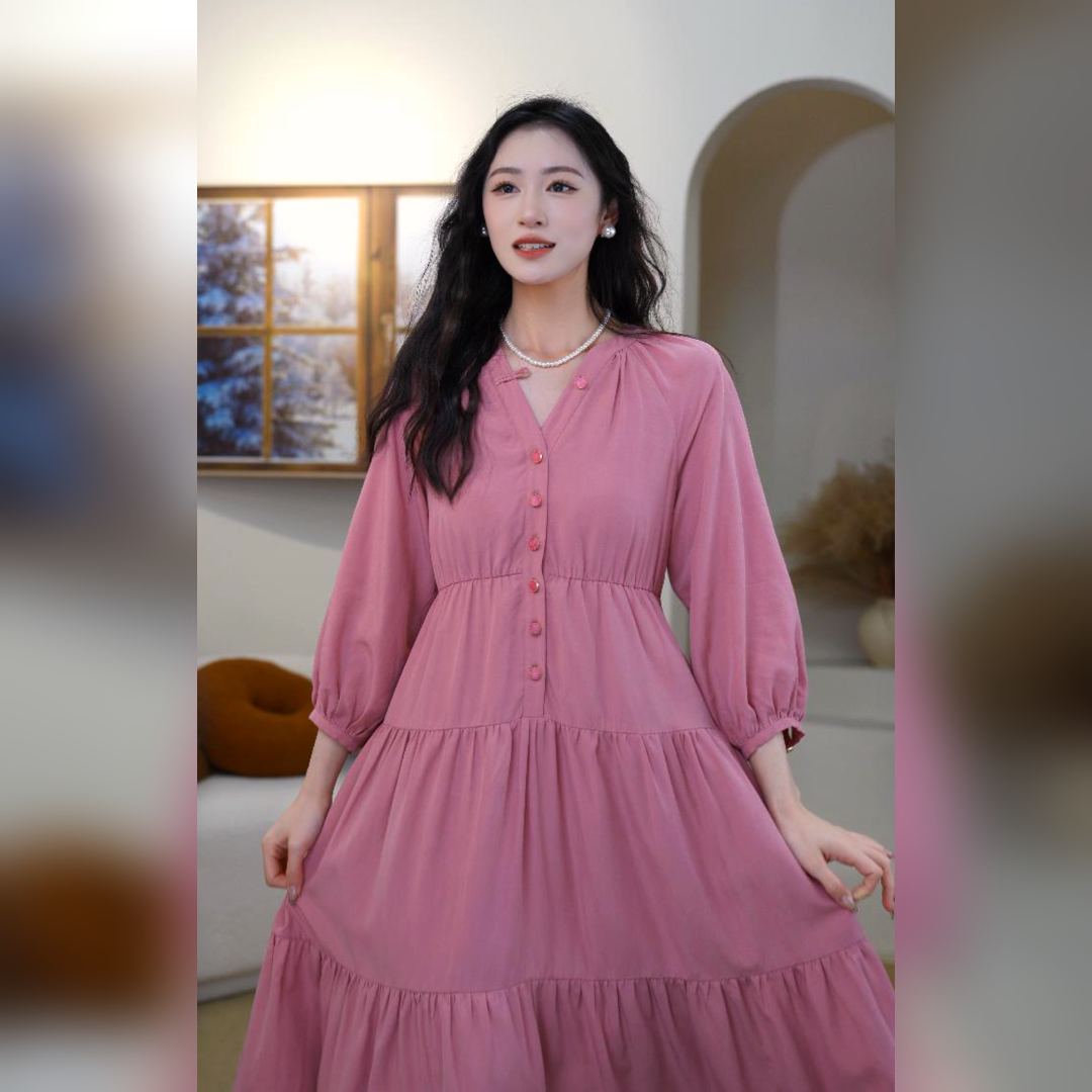 两三事 浮花掠影 春夏新款气质复古中式极简风女装连衣裙开春洋气