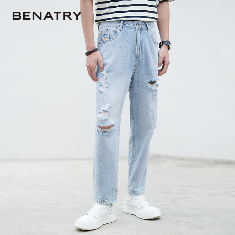 贝纳川新款男士时尚宽松直筒帅气牛仔裤长裤ECK230002077