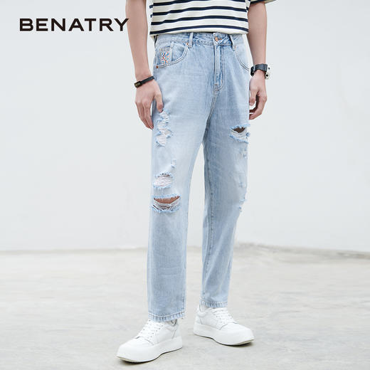 贝纳川新款男士时尚宽松直筒帅气牛仔裤长裤ECK230002077 商品图0
