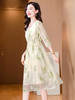 ASE2024夏季V领五分袖气质优雅真丝连衣裙 商品缩略图1
